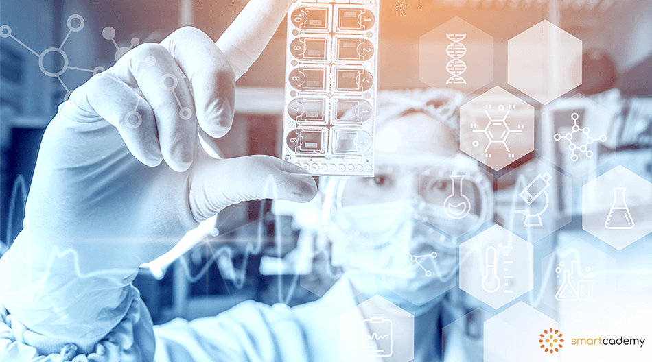 scientist lab coat looking at Data analytics Singapore